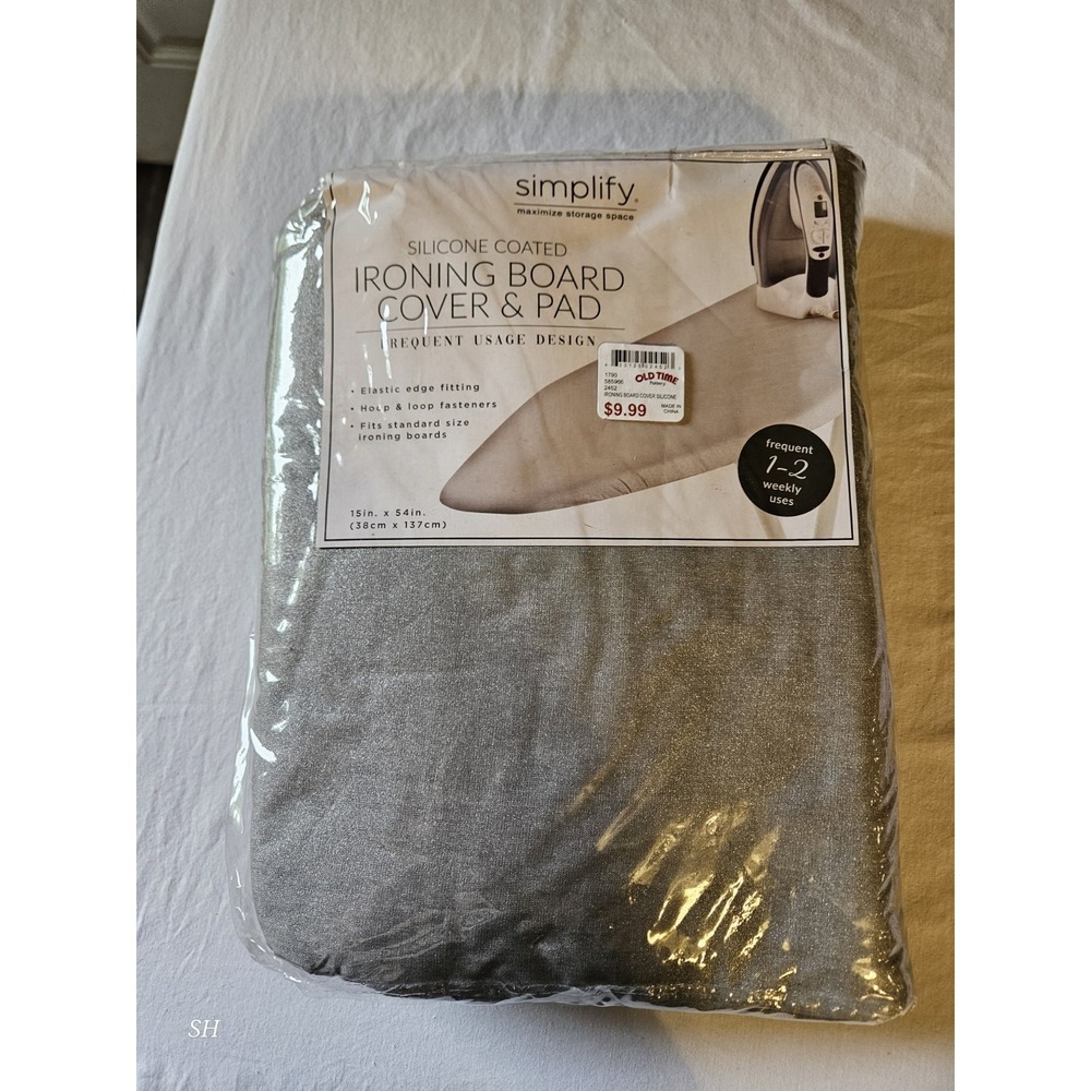 NEW Simplify Silicone Coated‎ Ironing Board Cover & Pad Gray 15x54 Standard Size